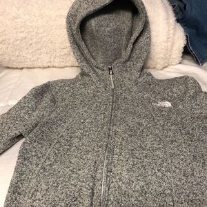 Hooded zip up North Face jacket